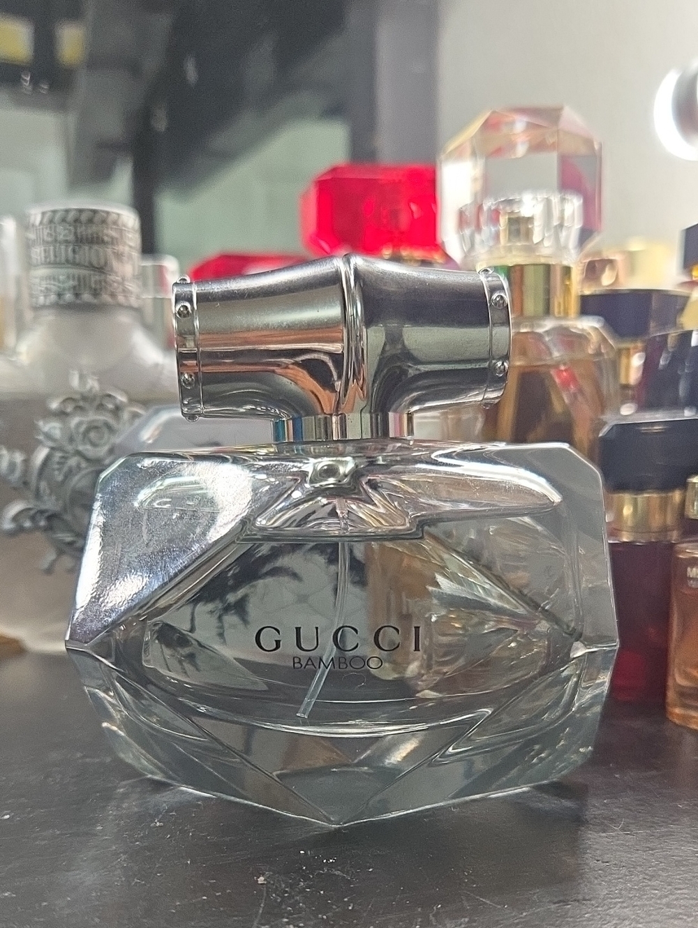 Gucci Bamboo Clear Glass Bottle with Silver Cap. Perfum.